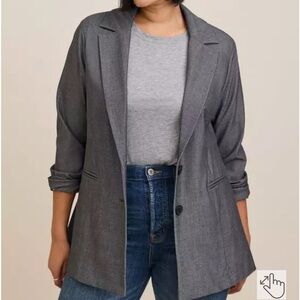 Torrid Plaid Gray Studio Luxe Long Line Blazer Size 1X